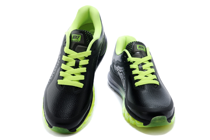 nike air max 2014 cuir chaussures de course hommes verts noire (2)
